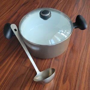 T-fal Initiatives pan with lid and ladle